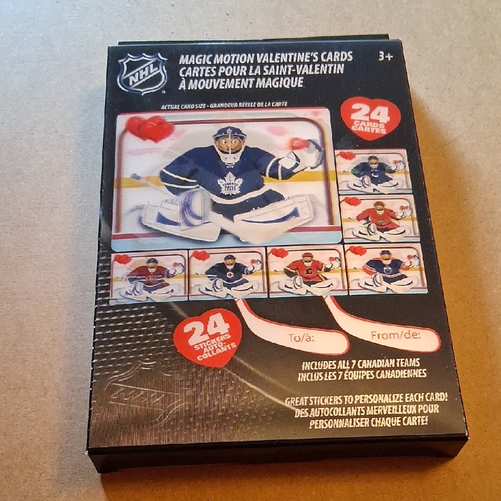 NHL Magic Motion Valentine's Cards NEW Black & Red Packaging